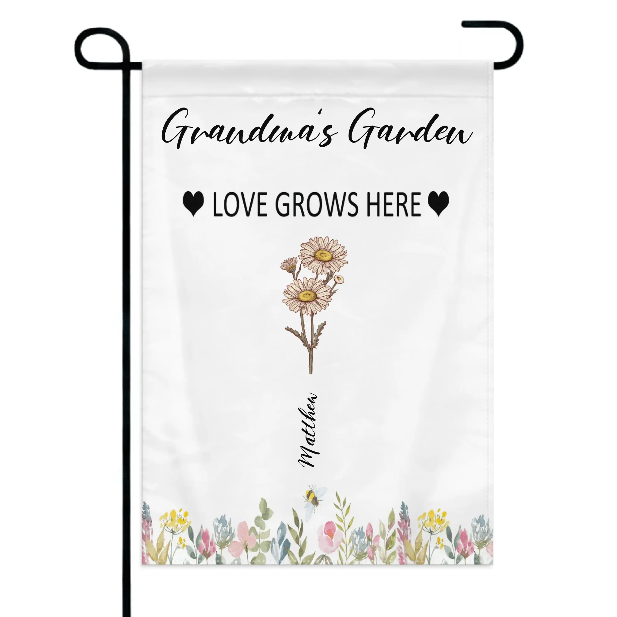Customized Garden Themed Decorative Flags - Personalized Birthday Flower and Name Bush Pattern Flags - A Gift For Family,Friend,Flower Lovers - OLESA