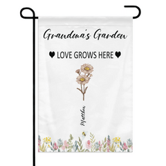 Customized Garden Themed Decorative Flags - Personalized Birthday Flower and Name Bush Pattern Flags - A Gift For Family,Friend,Flower Lovers - OLESA