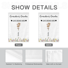 Customized Garden Themed Decorative Flags - Personalized Birthday Flower and Name Bush Pattern Flags - A Gift For Family,Friend,Flower Lovers - OLESA