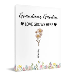 Customized Garden Themed Decorative Wall Art - Personalized Birthday Flower and Name Bush Pattern Canvas Painting - A Gift For Family,Friend,Flower Lovers - OLESA