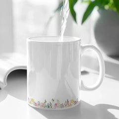 Customized Garden Themed Mug - Personalized Birthday Flower and Name Bush Pattern Mug - A Gift For Family,Friend,Flower Lovers - OLESA