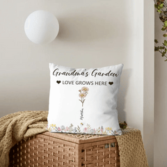Customized Garden Themed Pillows - Personalized Birthday Flower and Name Bush Pattern Pillow - A Gift For Family,Friend,Flower Lovers - OLESA