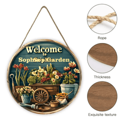 Customized Garden Welcomes Wooden Doorplate - Personalized Door Sign with Name - Garden Decoration Gift - OLESA