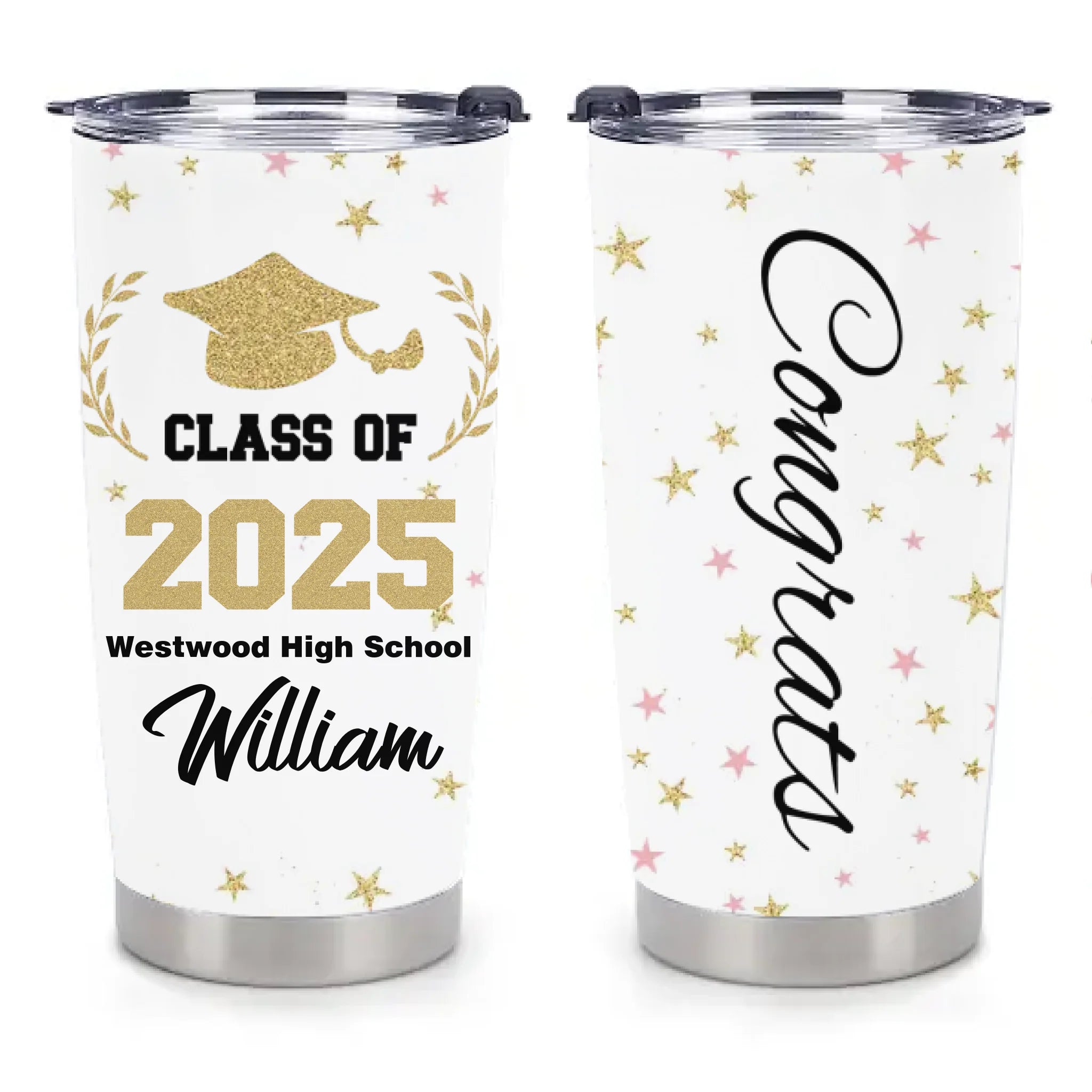 Customized Graduation Gifts - Personalized Name and School Name Graduation Commemorative Thermos Gift - A Gift For Children,Grandchildren,Graduates - OLESA
