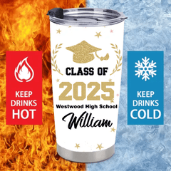 Customized Graduation Gifts - Personalized Name and School Name Graduation Commemorative Thermos Gift - A Gift For Children,Grandchildren,Graduates - OLESA