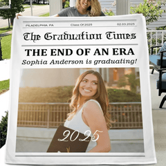 Customized Graduation Newspaper Template Blanket - Personalized Name,Photo and Date Graduation Season Blankets - A Graduation Gift For Kids,Students,Roommates - OLESA