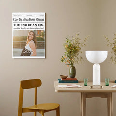 Customized Graduation Newspaper Template Wall Art - Personalized Name,Photo and Date Graduation Season Canvas Painting - A Graduation Gift For Kids,Students,Roommates - OLESA