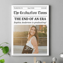 Customized Graduation Newspaper Template Wall Art - Personalized Name,Photo and Date Graduation Season Canvas Painting - A Graduation Gift For Kids,Students,Roommates - OLESA