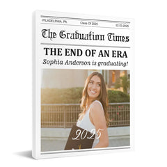 Customized Graduation Newspaper Template Wall Art - Personalized Name,Photo and Date Graduation Season Canvas Painting - A Graduation Gift For Kids,Students,Roommates - OLESA