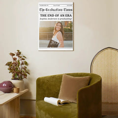 Customized Graduation Newspaper Template Wall Art - Personalized Name,Photo and Date Graduation Season Canvas Painting - A Graduation Gift For Kids,Students,Roommates - OLESA