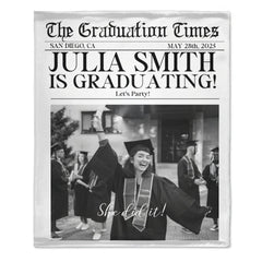 Customized Graduation Themed Blankets - Personalized Name,Photo and Date Graduation Season Blankets - A Graduation Gift For Kids,Students,Roommates - OLESA