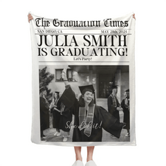 Customized Graduation Themed Blankets - Personalized Name,Photo and Date Graduation Season Blankets - A Graduation Gift For Kids,Students,Roommates - OLESA
