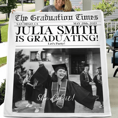 Customized Graduation Themed Blankets - Personalized Name,Photo and Date Graduation Season Blankets - A Graduation Gift For Kids,Students,Roommates - OLESA