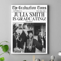 Customized Graduation Themed Wall Art - Personalized Name,Photo and Date Graduation Season Canvas Painting - A Graduation Gift For Kids,Students,Roommates - OLESA