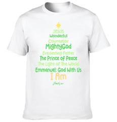 Customized Jesus - themed Text Apparel - Personalized Name Christmas Tree Shape Text Printed Costume - A Gift For Disciples Of Jesus,Yourself,Friend - OLESA