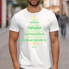 Customized Jesus - themed Text Apparel - Personalized Name Christmas Tree Shape Text Printed Costume - A Gift For Disciples Of Jesus,Yourself,Friend - OLESA