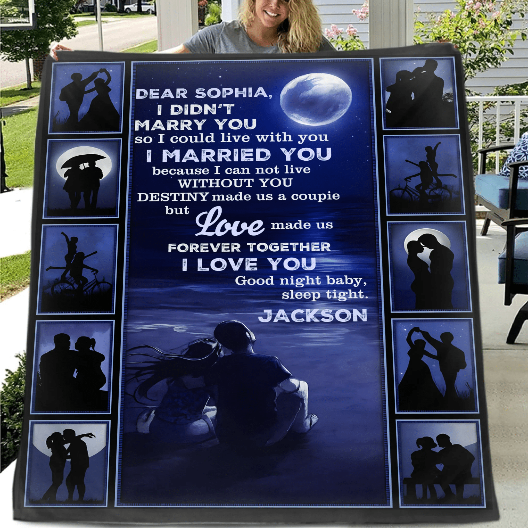 Customized Love Goodnight Blanket - Personalized Name - Gift For Girlfriend, Wife - OLESA