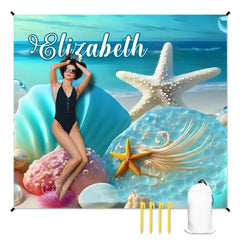 Customized Marine Life Beach Mats - Personalized Name - Gifts for Beach Tourism,Hiking Trips - OLESA