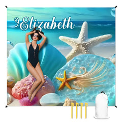 Customized Marine Life Beach Mats - Personalized Name - Gifts for Beach Tourism,Hiking Trips - OLESA
