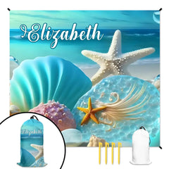 Customized Marine Life Beach Mats - Personalized Name - Gifts for Beach Tourism,Hiking Trips - OLESA