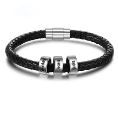 Customized Men's Bracelets - Personalized Name Bead Accessories Black Braided Bracelet - A Gift For Dad,Grandpa,Friend,Husband,Boyfriend - OLESA
