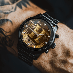 Customized Metal - look Dial Pattern Watch - Personalized Name and Initial - Memento Gift - OLESA