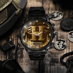 Customized Metal - look Dial Pattern Watch - Personalized Name and Initial - Memento Gift - OLESA