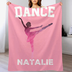 Customized Multicolor Ballet Dancing Silhouette Soft Throw Blanket - Personalized Color And Name - Gift for Dancers - OLESA