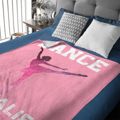 Customized Multicolor Ballet Dancing Silhouette Soft Throw Blanket - Personalized Color And Name - Gift for Dancers - OLESA