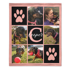 Customized Multicolor Paw Print Memorial Throw Blanket - Personalized Photos And Name - Gift for Pet Owners - OLESA