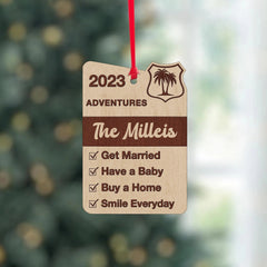 Customized My Adventure Achievements Wooden Ornament - Personalized Name And Achievement - Gift For Adventure Lovers - OLESA