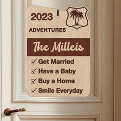 Customized My Adventure Achievements Wooden Sign - Personalized Name And Achievement - Gift For Adventure Lovers - OLESA