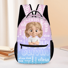 Customized Name - Engraved Backpack - Personalized Character - Gift for Children - OLESA