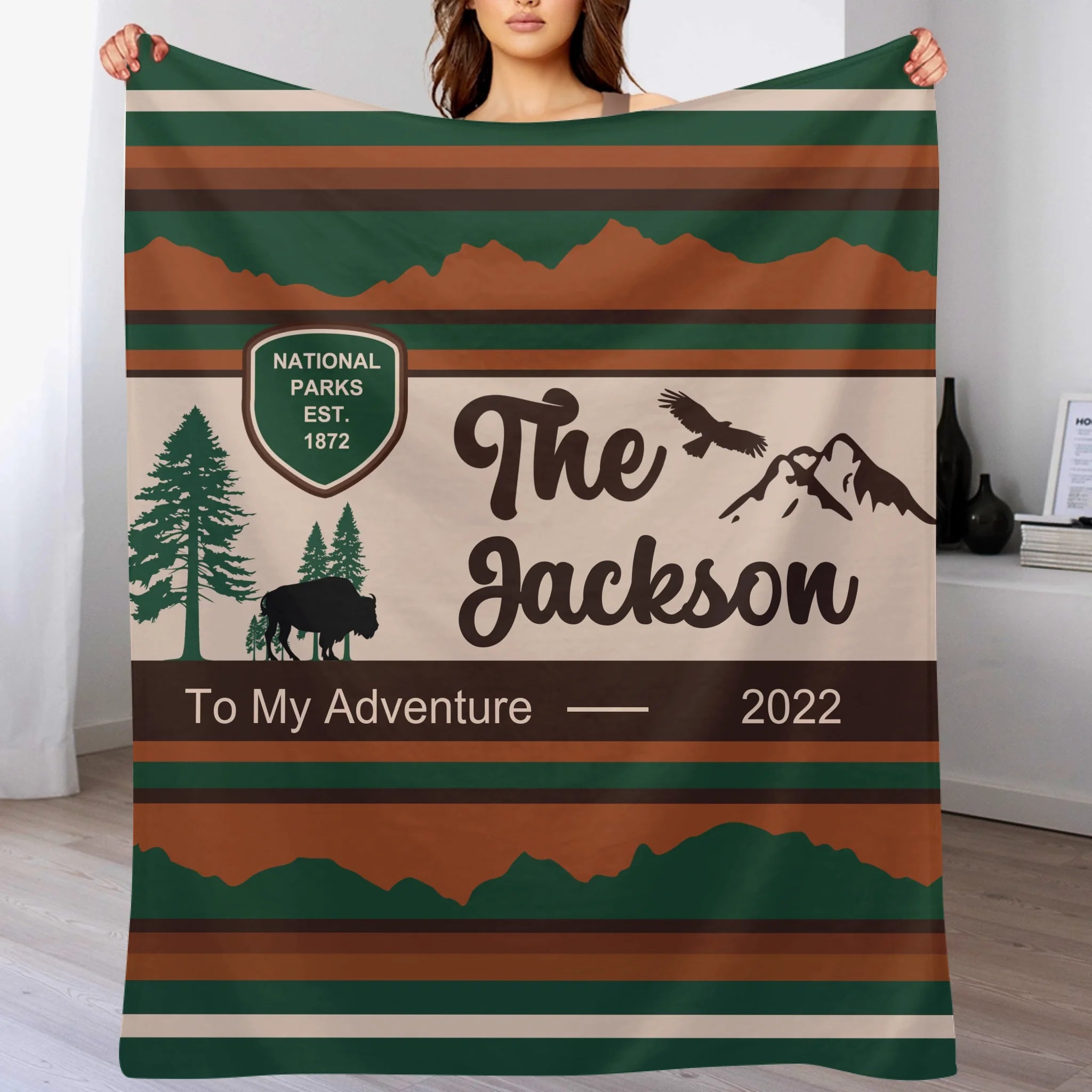Customized National Park Commemorative Blanket – Personalized Name Flannel Blanket – Environmental Protection Souvenirs - OLESA