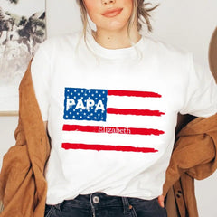 Customized PAPA Name Shirt - American Flag - OLESA