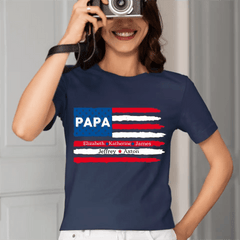 Customized PAPA Name Shirt - American Flag - OLESA