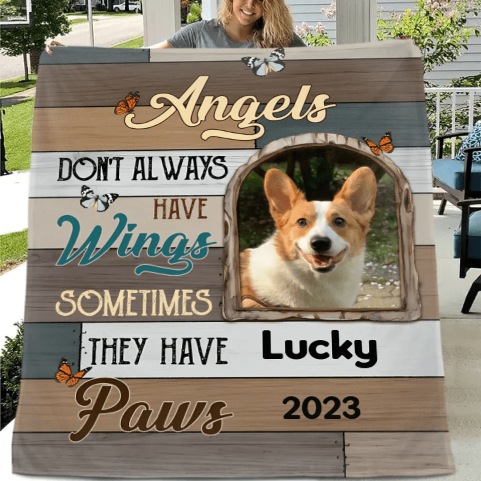 Customized Pet Memorial Blankets - Personalized Cozy Blanket with Pet Photo,Name and Year - A Meaning Gift For Pet Owners,Pet Lovers - OLESA