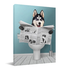 Customized Pet Reading Newspaper Fun Wall Art - Personalized Pet Photo And Background Color Unframed Canvas Painting - A Gift for Pet Owners,Pet Lovers,Yourself - OLESA