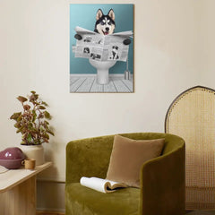 Customized Pet Reading Newspaper Fun Wall Art - Personalized Pet Photo And Background Color Unframed Canvas Painting - A Gift for Pet Owners,Pet Lovers,Yourself - OLESA