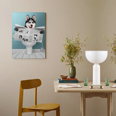 Customized Pet Reading Newspaper Fun Wall Art - Personalized Pet Photo And Background Color Unframed Canvas Painting - A Gift for Pet Owners,Pet Lovers,Yourself - OLESA