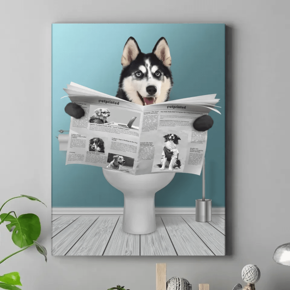 Customized Pet Reading Newspaper Fun Wall Art - Personalized Pet Photo And Background Color Unframed Canvas Painting - A Gift for Pet Owners,Pet Lovers,Yourself - OLESA