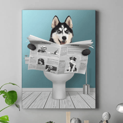 Customized Pet Reading Newspaper Fun Wall Art - Personalized Pet Photo And Background Color Unframed Canvas Painting - A Gift for Pet Owners,Pet Lovers,Yourself - OLESA