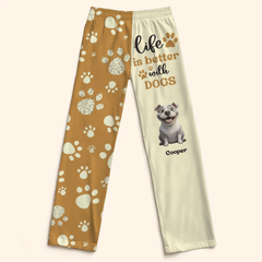Customized Pet Themed Pajama Pants - Cute Comfy Pajama Pants with Personalized Dog Breed Image and Name - Fun Gifts For Dog Owners,Dog Lovers - OLESA