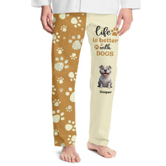 Customized Pet Themed Pajama Pants - Cute Comfy Pajama Pants with Personalized Dog Breed Image and Name - Fun Gifts For Dog Owners,Dog Lovers - OLESA