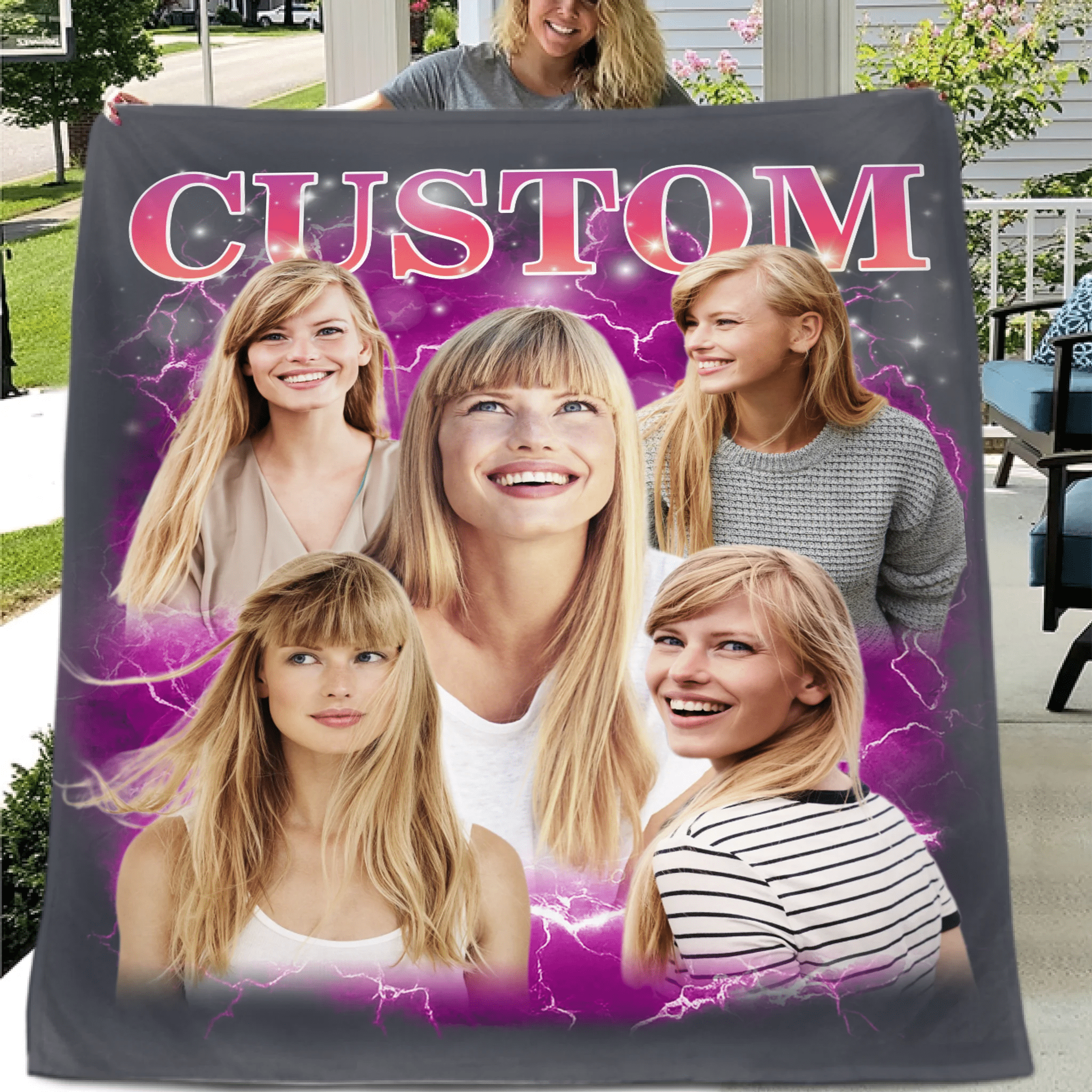 Customized Photo Blanket - Personalized Photo And Title - Memento Gift For Girlfriend,Boyfriend,Friend - OLESA