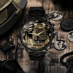 Customized Police Officer Jacket Watch - Personalized Name And Badge Number - Gift For Police - OLESA