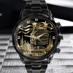 Customized Police Officer Jacket Watch - Personalized Name And Badge Number - Gift For Police - OLESA