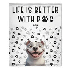 Customized Puppy Themed Blanket - Personalized Pet Pattern and Name Paw Print Blanket - A Gift For Dog Lovers,Dog Owners - OLESA