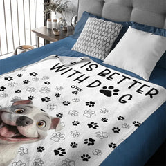 Customized Puppy Themed Blanket - Personalized Pet Pattern and Name Paw Print Blanket - A Gift For Dog Lovers,Dog Owners - OLESA