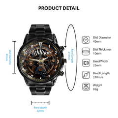 Customized Steampunk Style Watch – Mechanical and Gear - patterned Watches with Personalized Names - A Gift For Friend,BFF,Friend,Mechanical Enthusiast - OLESA